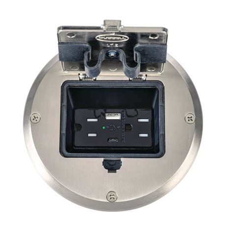 Single Gang Floor Box Kit with 15A Duplex Recessed Receptacle 